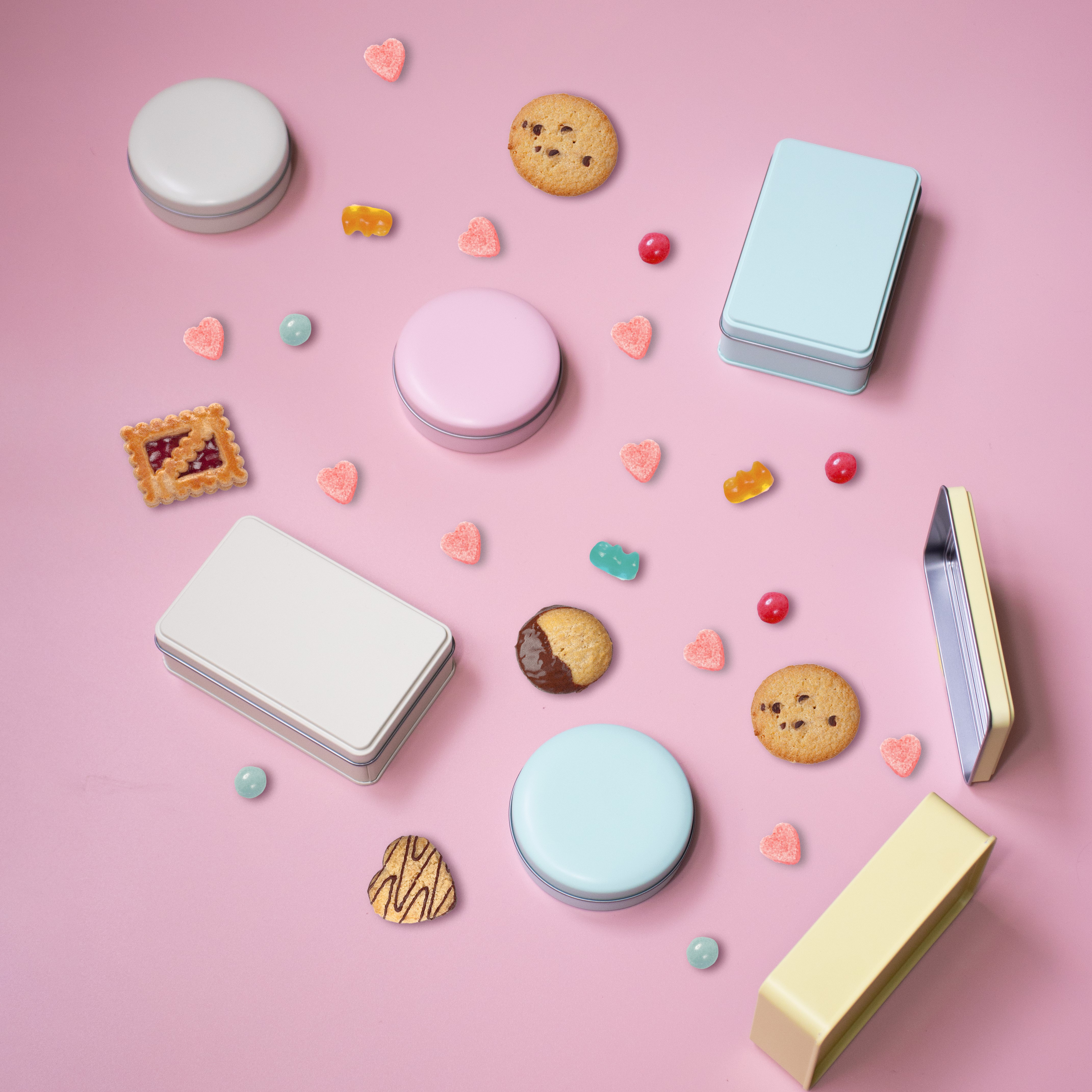 お菓子,クッキー,クッキー缶,ギフト包装,缶パッケージ,印刷,オリジナル